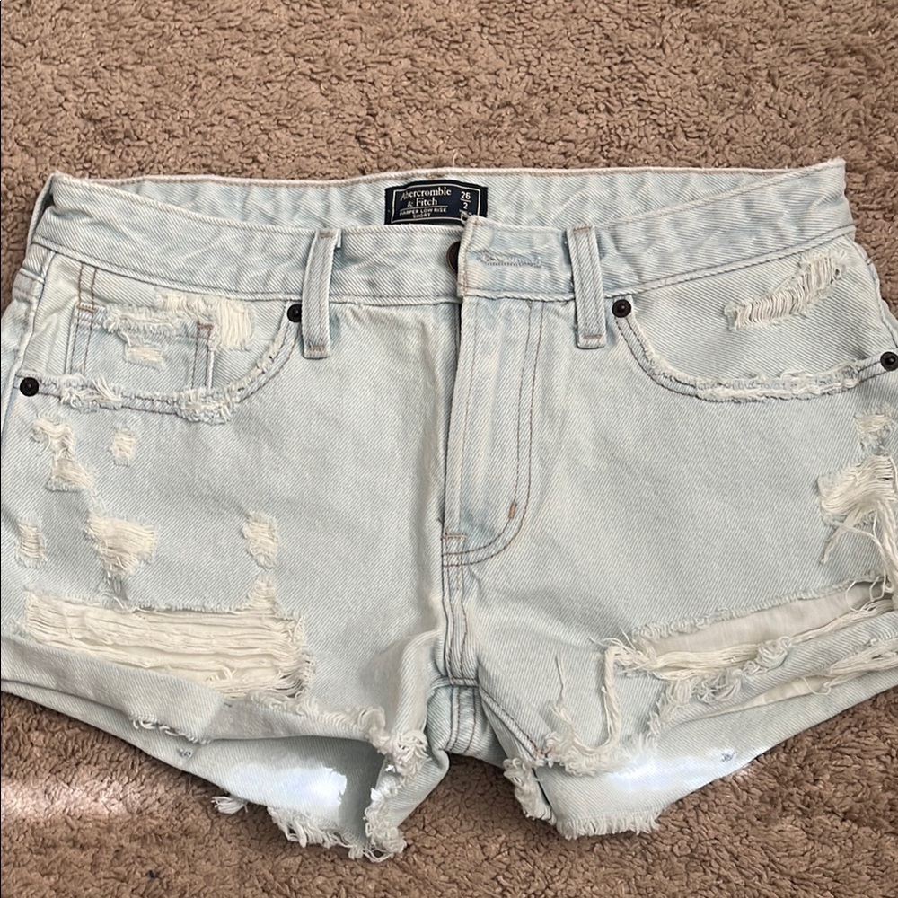 Distressed Light Blue Denim Shorts